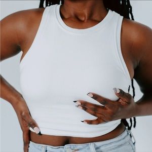 K last Network ribbed white crop tank top 2xl